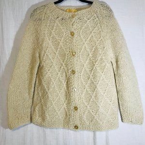 Vtg Tan/Cream Wool Blend Franzini Knit Cardigan